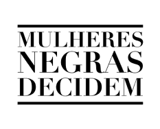 Logo com a frase 'mulheres negras decidem' em maiusculas